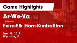Ar-We-Va  vs Exira-Elk Horn-Kimballton Game Highlights - Jan. 15, 2019