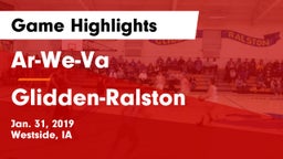 Ar-We-Va  vs Glidden-Ralston Game Highlights - Jan. 31, 2019