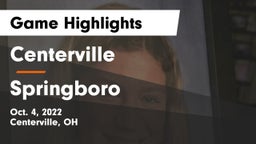 Centerville vs Springboro  Game Highlights - Oct. 4, 2022