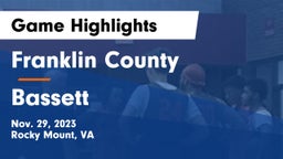 Franklin County  vs Bassett  Game Highlights - Nov. 29, 2023