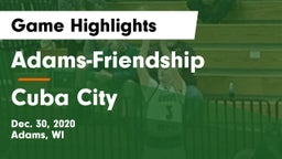 Adams-Friendship  vs Cuba City  Game Highlights - Dec. 30, 2020