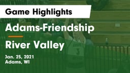 Adams-Friendship  vs River Valley  Game Highlights - Jan. 25, 2021