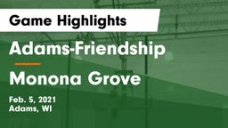Adams-Friendship  vs Monona Grove  Game Highlights - Feb. 5, 2021