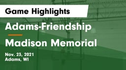 Adams-Friendship  vs Madison Memorial  Game Highlights - Nov. 23, 2021