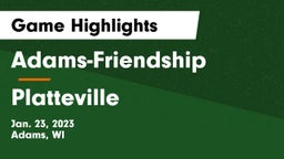 Adams-Friendship  vs Platteville  Game Highlights - Jan. 23, 2023