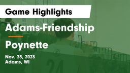 Adams-Friendship  vs Poynette  Game Highlights - Nov. 28, 2023