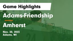 Adams-Friendship  vs Amherst  Game Highlights - Nov. 30, 2023
