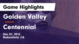 Golden Valley  vs Centennial  Game Highlights - Dec 01, 2016