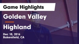 Golden Valley  vs Highland  Game Highlights - Dec 10, 2016