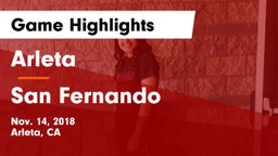 Arleta  vs San Fernando Game Highlights - Nov. 14, 2018