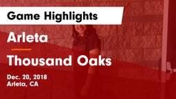 Arleta  vs Thousand Oaks Game Highlights - Dec. 20, 2018