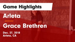 Arleta  vs Grace Brethren Game Highlights - Dec. 27, 2018