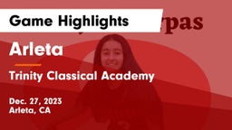 Arleta  vs Trinity Classical Academy  Game Highlights - Dec. 27, 2023