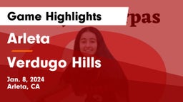 Arleta  vs Verdugo Hills  Game Highlights - Jan. 8, 2024