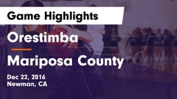 Orestimba  vs Mariposa County Game Highlights - Dec 22, 2016