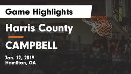 Harris County  vs CAMPBELL Game Highlights - Jan. 12, 2019