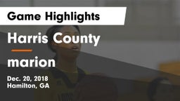 Harris County  vs marion  Game Highlights - Dec. 20, 2018