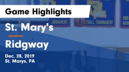 St. Mary's  vs Ridgway  Game Highlights - Dec. 28, 2019
