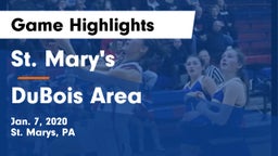 St. Mary's  vs DuBois Area  Game Highlights - Jan. 7, 2020