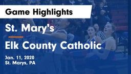 St. Mary's  vs Elk County Catholic  Game Highlights - Jan. 11, 2020