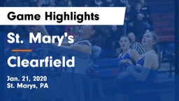 St. Mary's  vs Clearfield  Game Highlights - Jan. 21, 2020
