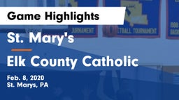 St. Mary's  vs Elk County Catholic  Game Highlights - Feb. 8, 2020