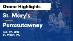 St. Mary's  vs Punxsutawney  Game Highlights - Feb. 27, 2020