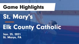 St. Mary's  vs Elk County Catholic  Game Highlights - Jan. 25, 2021