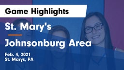 St. Mary's  vs Johnsonburg Area  Game Highlights - Feb. 4, 2021