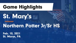 St. Mary's  vs Northern Potter Jr/Sr HS Game Highlights - Feb. 10, 2021