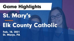 St. Mary's  vs Elk County Catholic  Game Highlights - Feb. 18, 2021