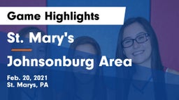 St. Mary's  vs Johnsonburg Area  Game Highlights - Feb. 20, 2021
