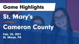 St. Mary's  vs Cameron County  Game Highlights - Feb. 24, 2021