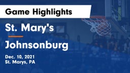 St. Mary's  vs Johnsonburg  Game Highlights - Dec. 10, 2021