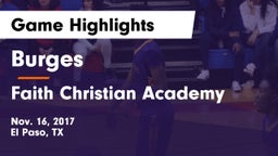Burges  vs Faith Christian Academy Game Highlights - Nov. 16, 2017