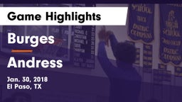 Burges  vs Andress  Game Highlights - Jan. 30, 2018