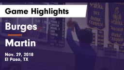 Burges  vs Martin  Game Highlights - Nov. 29, 2018