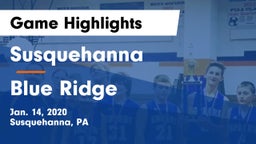 Susquehanna  vs Blue Ridge  Game Highlights - Jan. 14, 2020