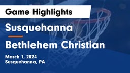 Susquehanna  vs Bethlehem Christian Game Highlights - March 1, 2024