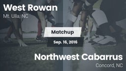 Matchup: West Rowan High vs. Northwest Cabarrus  2016