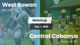 Matchup: West Rowan High vs. Central Cabarrus  2016