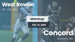 Matchup: West Rowan High vs. Concord  2016