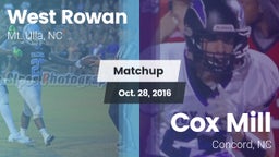 Matchup: West Rowan High vs. Cox Mill  2016