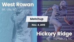 Matchup: West Rowan High vs. Hickory Ridge  2016