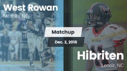 Matchup: West Rowan High vs. Hibriten  2016