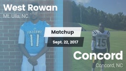 Matchup: West Rowan High vs. Concord  2017