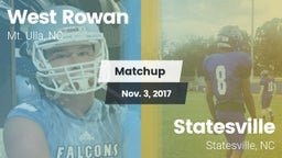 Matchup: West Rowan High vs. Statesville  2017