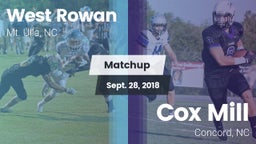 Matchup: West Rowan High vs. Cox Mill  2018