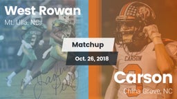 Matchup: West Rowan High vs. Carson  2018