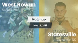 Matchup: West Rowan High vs. Statesville  2018